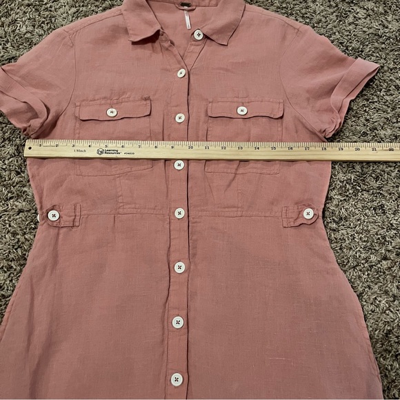 💙 3/$20 Free People Sydney | Cotton Linen Utility Mini Dress - Small - Picture 10 of 11